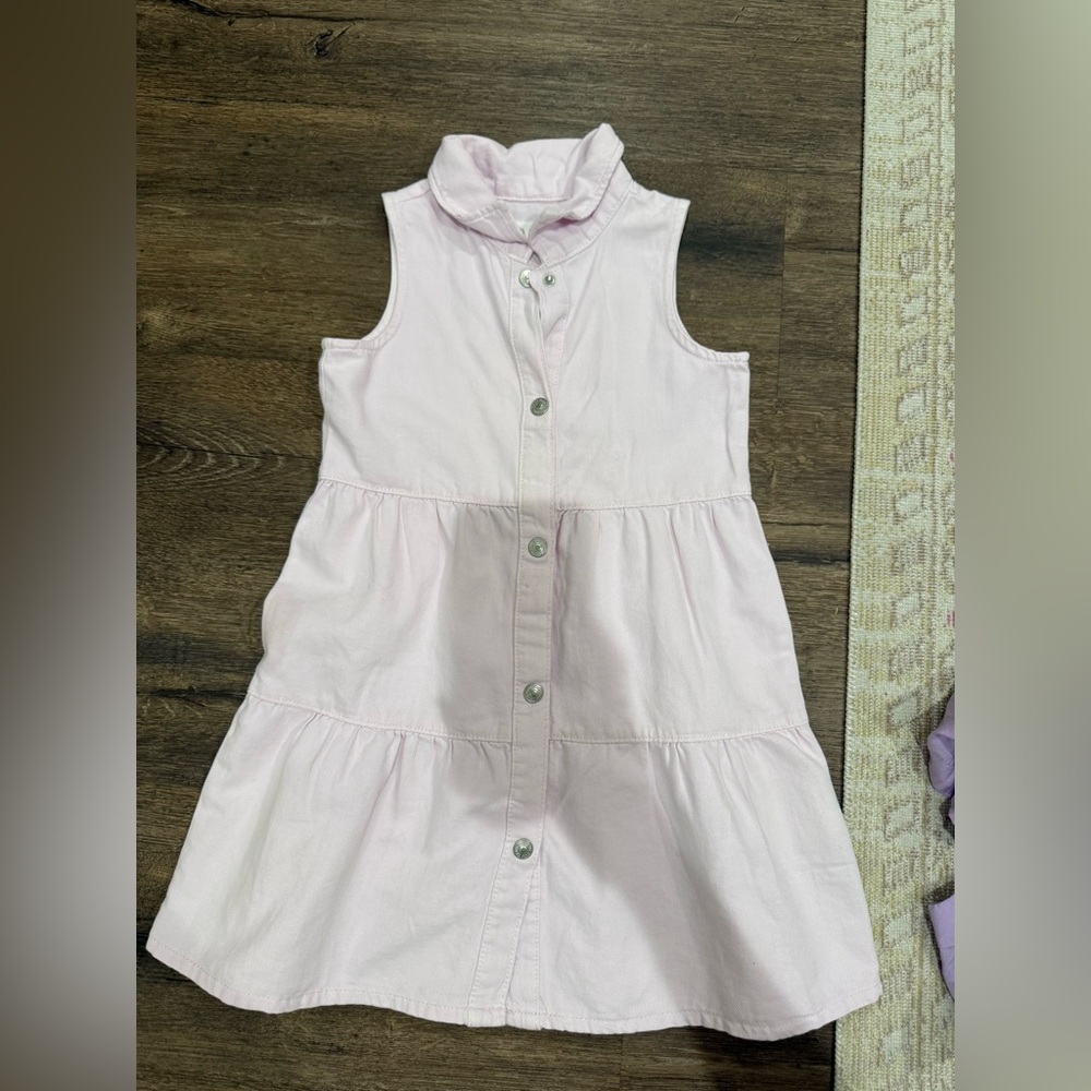Zara Light Pink denim Sleeveless Kids Dress